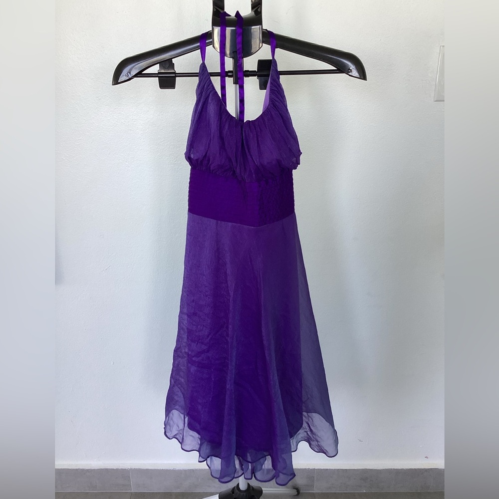 Elegant Purple Backless Dress Size M